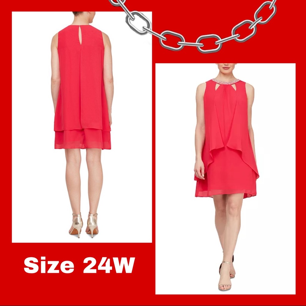 SLNY Chain Chiffon Dress